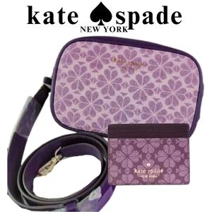 Kate Spade Logo Flowers Infinite Camera Bag & Cardholder Set Combo Bordeaux NWT